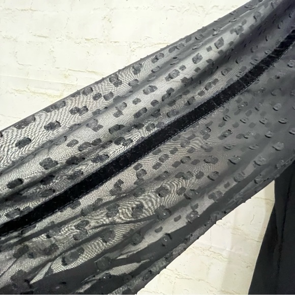 Adrienne Vittadini Black Keyhole Neck Sheer 3/4 Sleeve Blouse - Picture 5 of 12